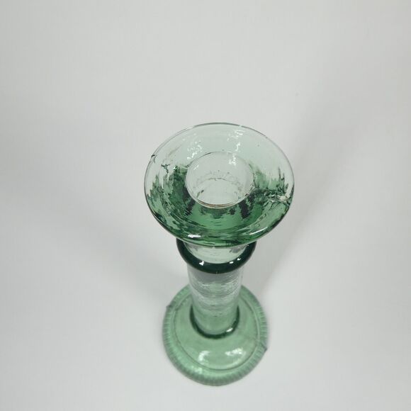 Recycled Glass Candlestick Candle Holder Vintage Taper 7.5" Tall - Picture 2 of 6